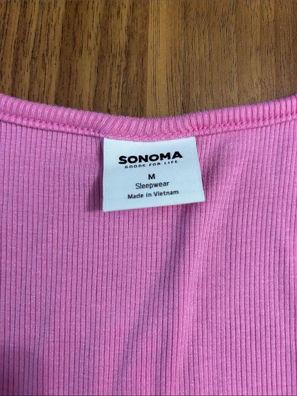Pink Ribbed Henley Sleep Tank - Picture 3 of 5